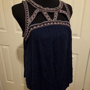 Maurices Navy Embroidered Tank Top